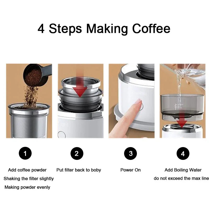 Valuemart Mini Hand-Pressed Coffee Maker with Coffee Grinder & Hand Drip Americano Brewer