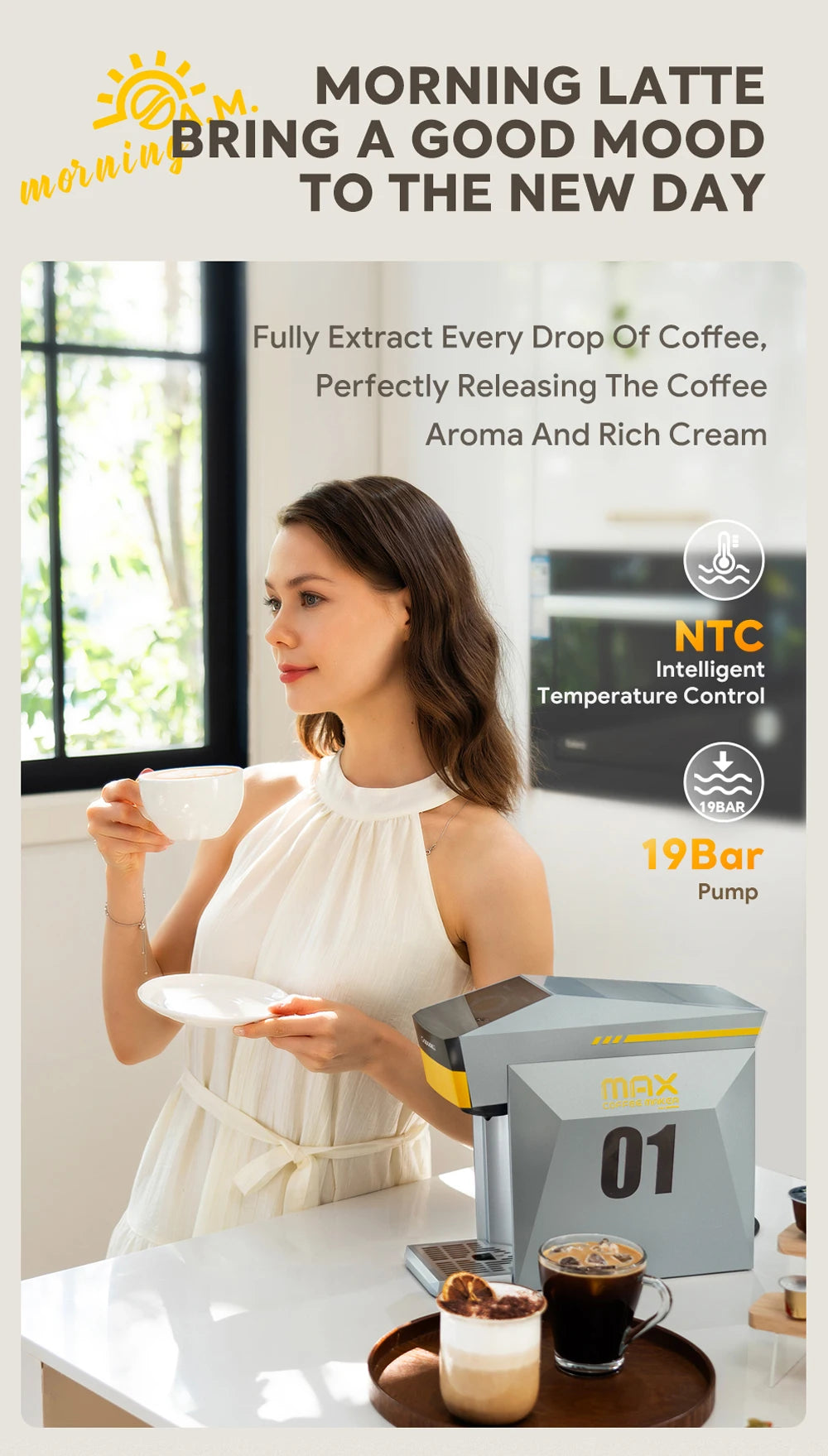 Valuemart 4-in-1 Single Serve Espresso Coffee Machine with Hot Water Dispenser, 1400W