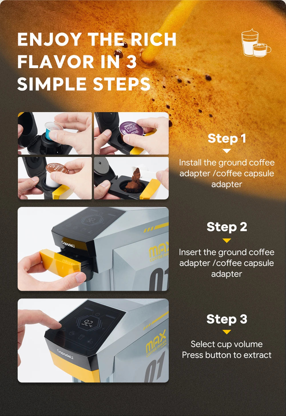 Valuemart 4-in-1 Single Serve Espresso Coffee Machine with Hot Water Dispenser, 1400W