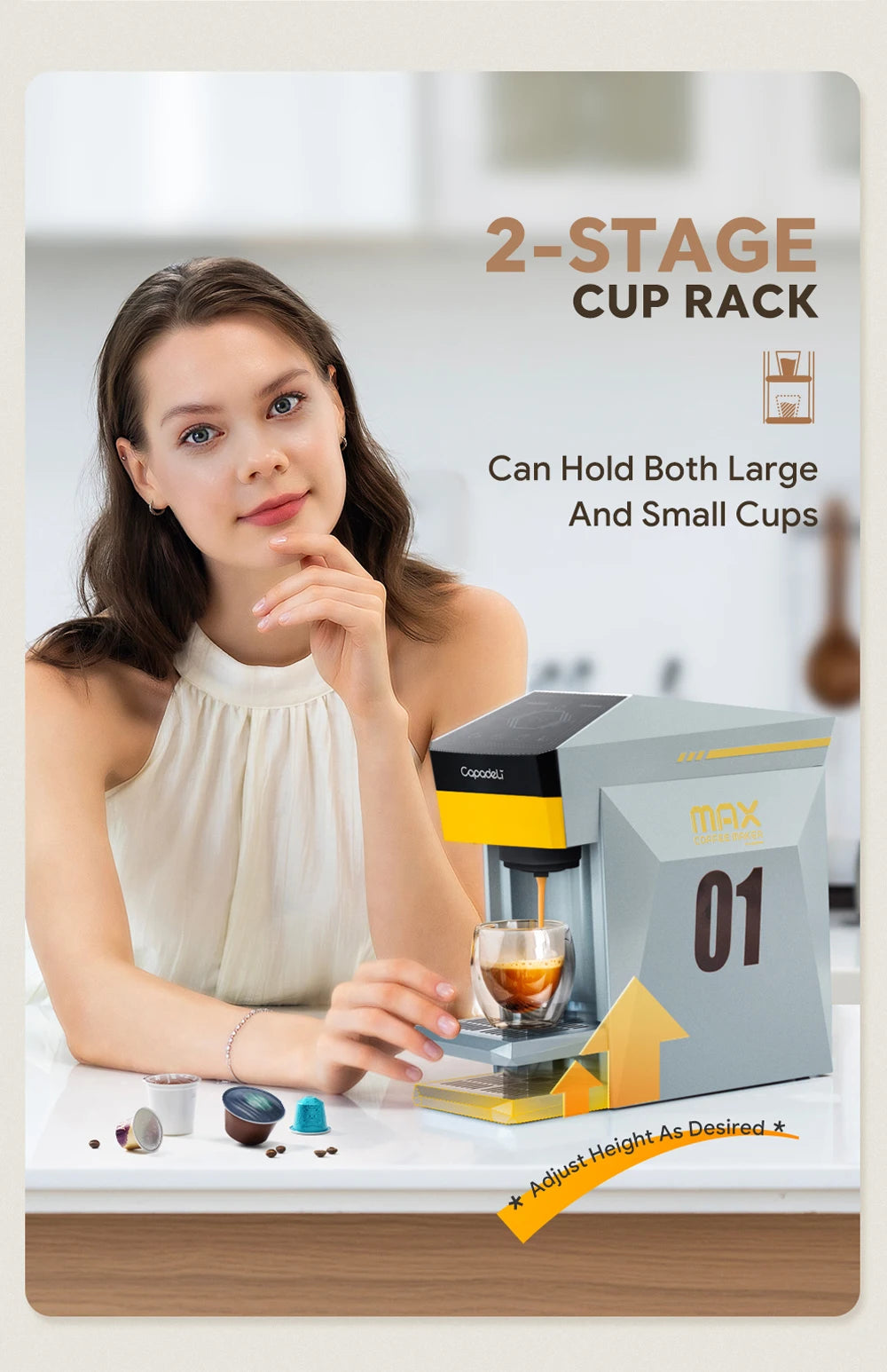 Valuemart 4-in-1 Single Serve Espresso Coffee Machine with Hot Water Dispenser, 1400W